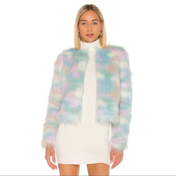 Superdown Shiloh Faux Fur Jacket Pastel Size M - Picture 8 of 17